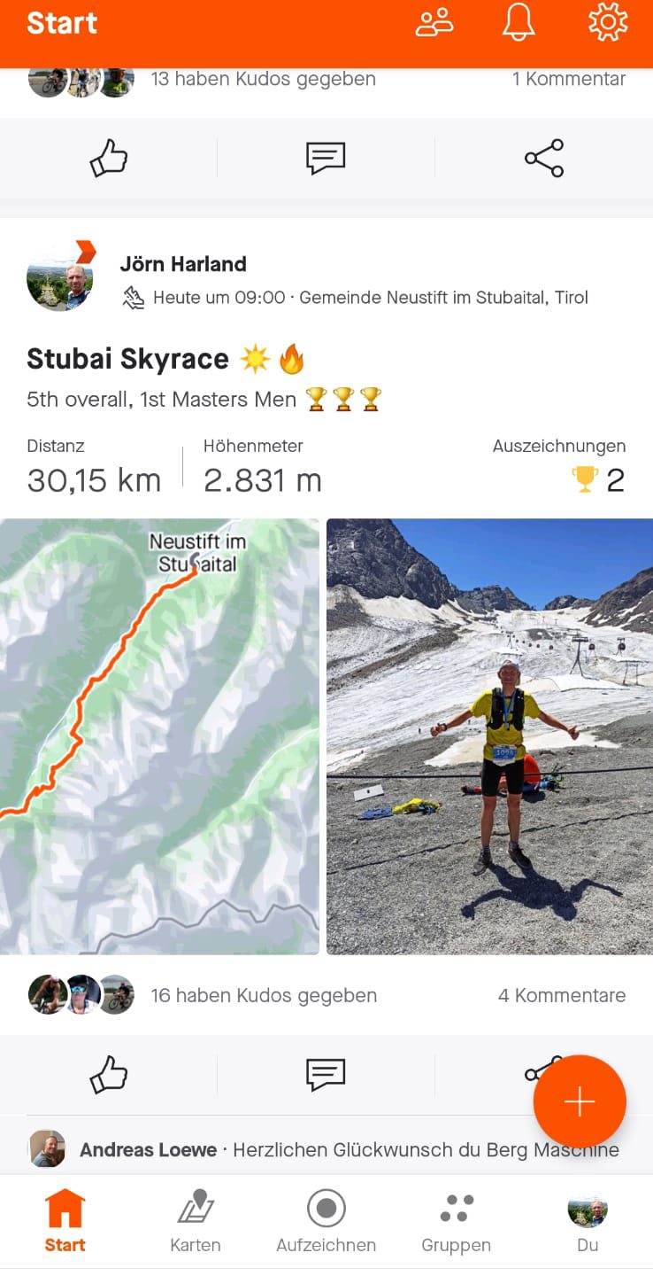 Jörn Harland Mastersieger beim Stubai Skyrace über 30km/2900m Höhenmeter